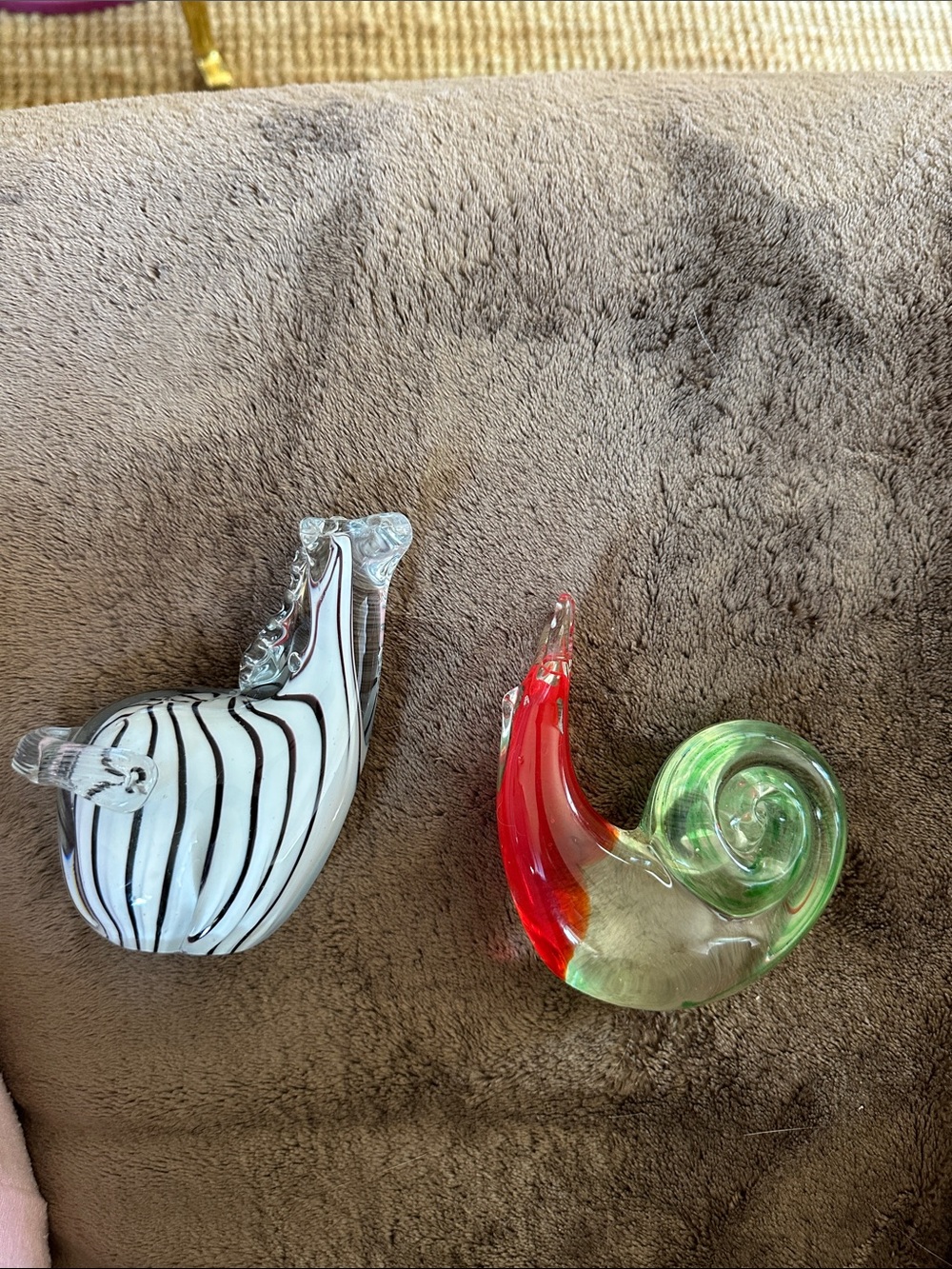 Hand blown Art Glass Snail and zebra